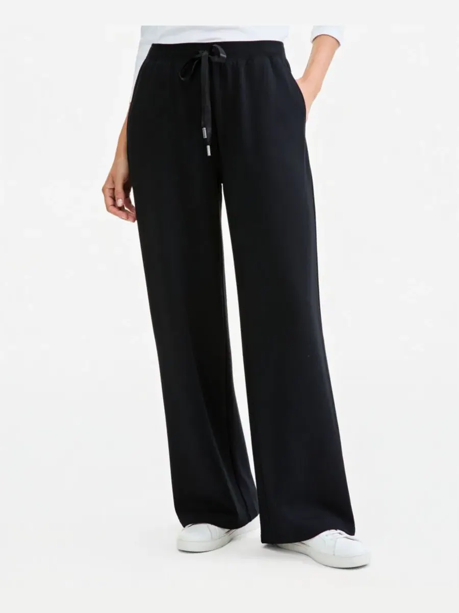 Брюки широкие с завязкой, модель Petite Pull-On Drawstring Wide-Leg Style & Co — изображение 2 из 3, глубокий черный