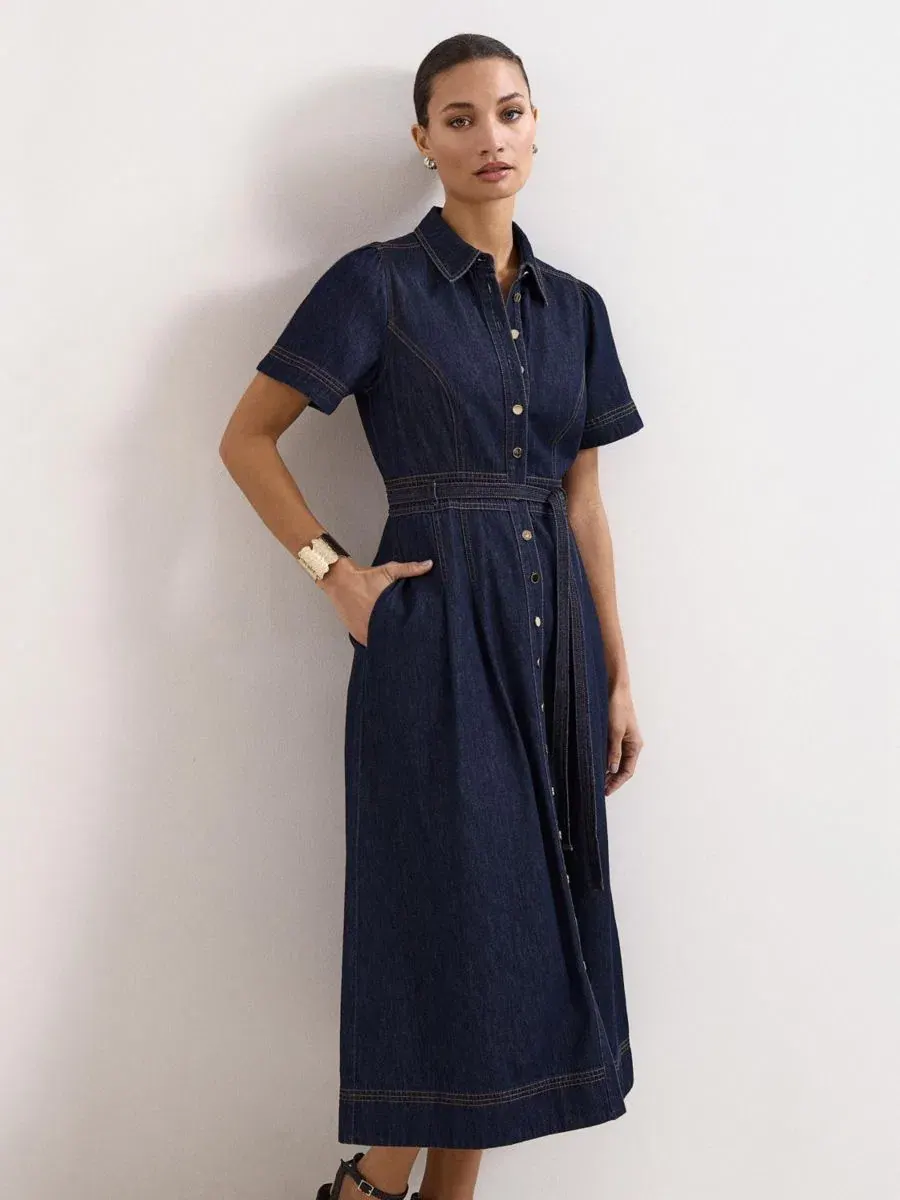 Платье-рубашка Aven Denim Phase Eight — изображение 2 из 8, синий