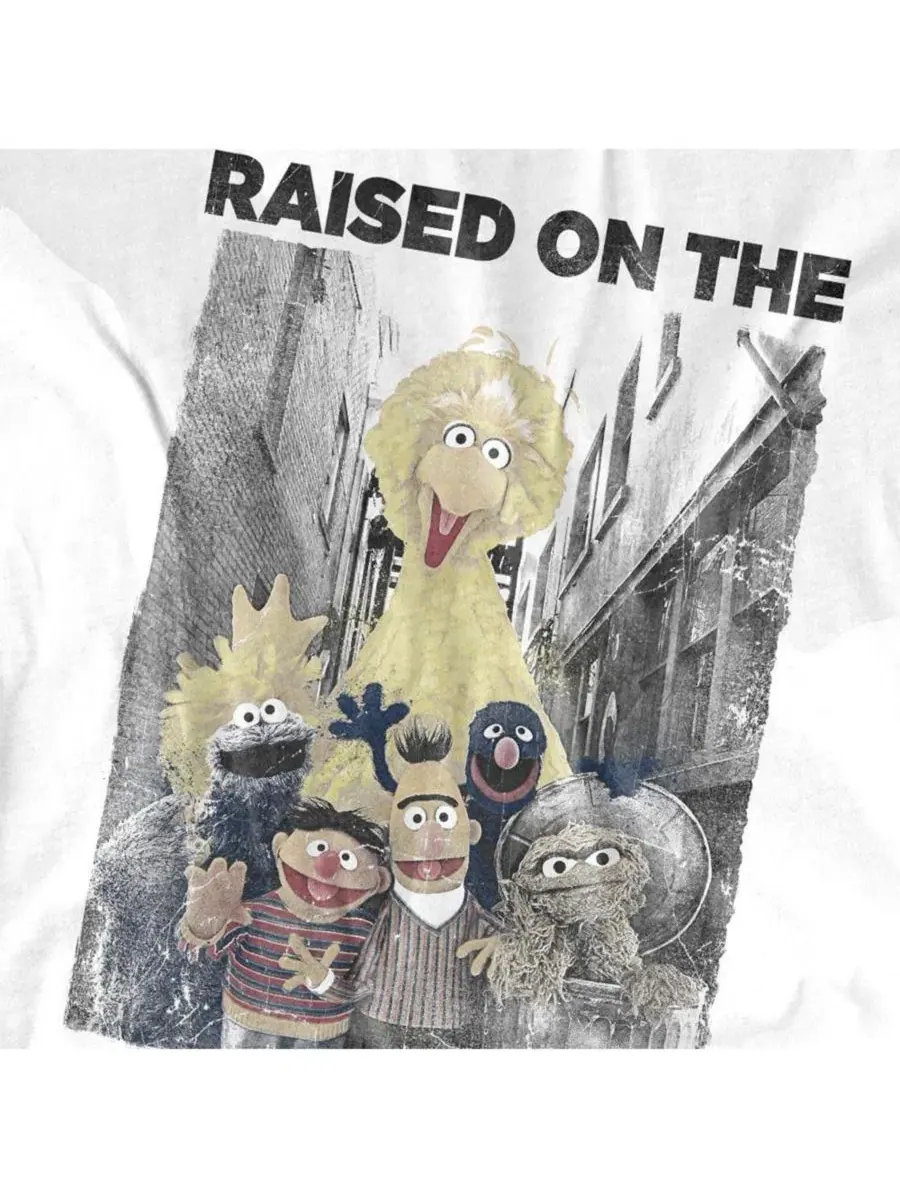 Футболка с принтом Raised On The Streets Sesame Street — изображение 3 из 3, белый