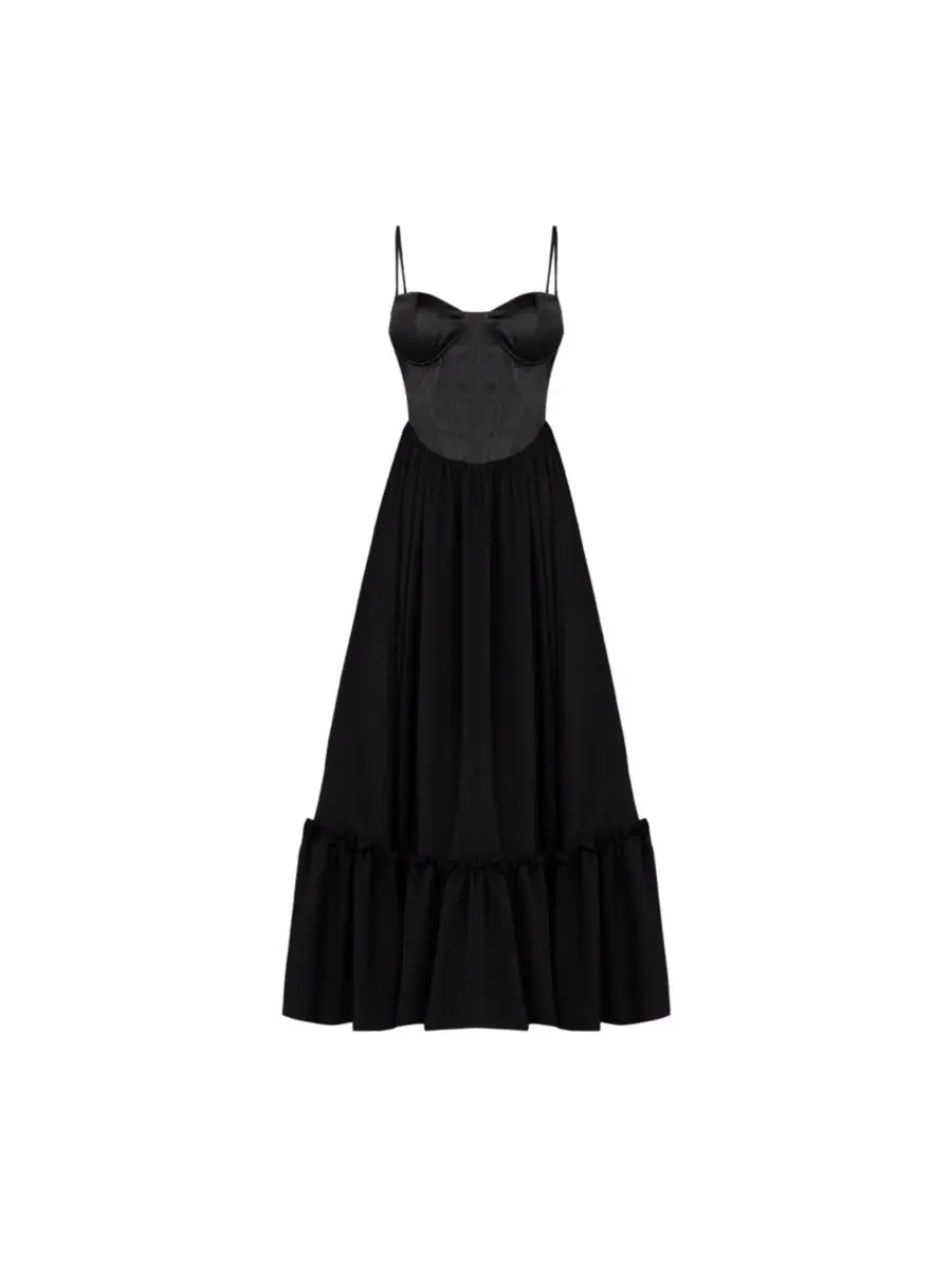 Платье-макси без бретелек с регулируемыми бретелями Swan Dress PCFG — изображение 6 из 10, черный
