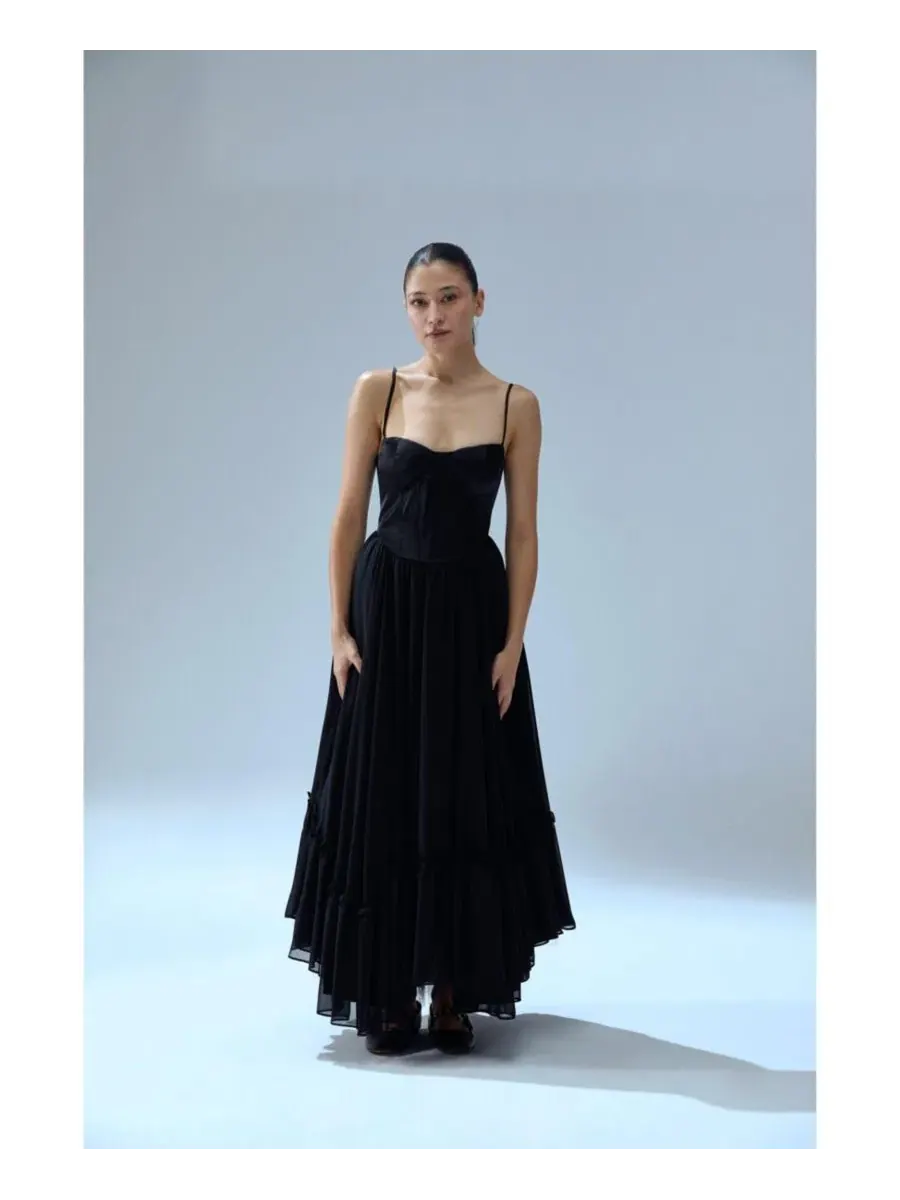 Платье-макси без бретелек с регулируемыми бретелями Swan Dress PCFG — изображение 9 из 10, черный