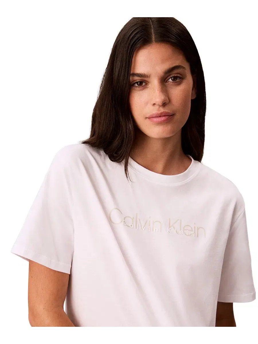 Футболка женская с длинным рукавом Calvin Klein Performance, Double Logo High Hip — изображение 4 из 5, белый