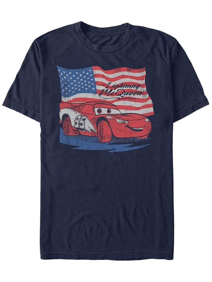 Мужская футболка с короткими рукавами и потертым флагом Disney Pixar «Тачки Молнии Маккуина» Fifth — изображение 1 из 1