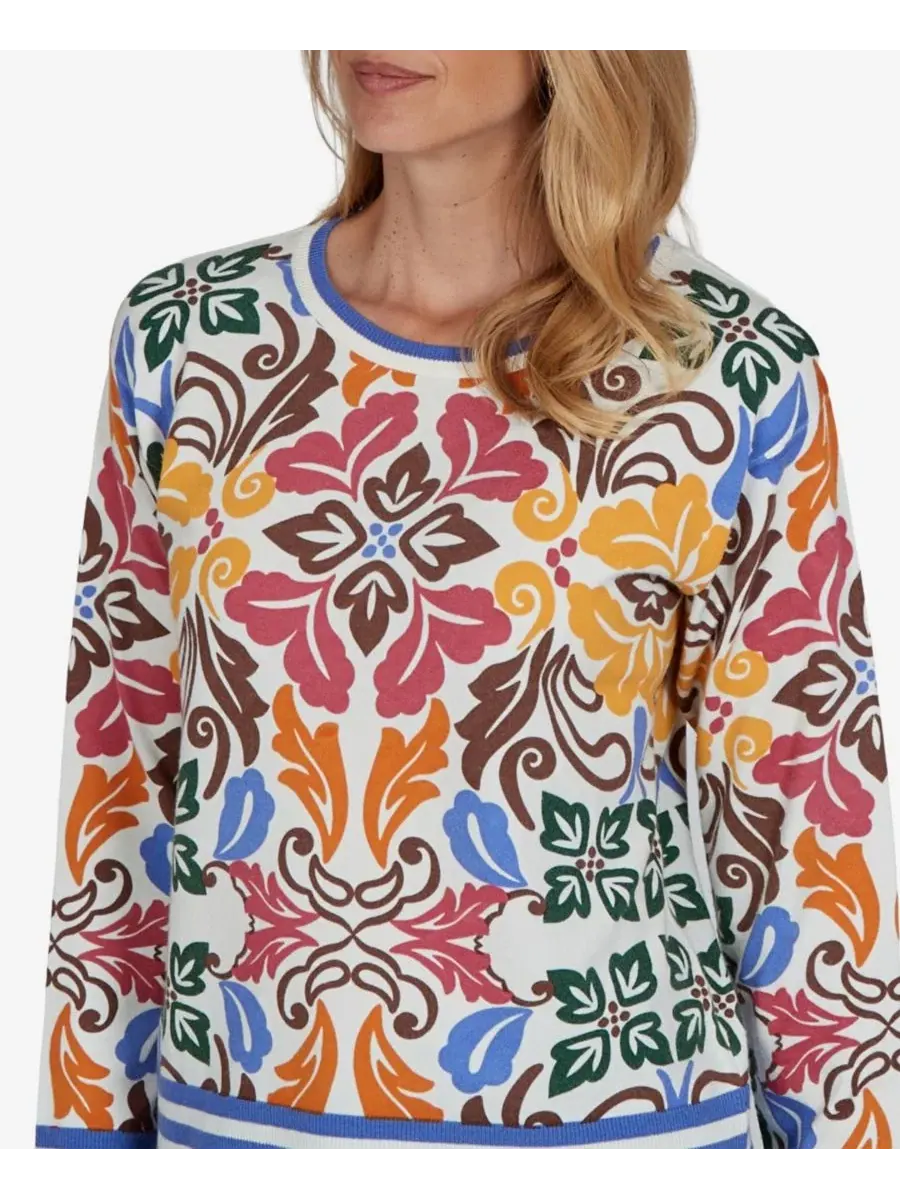 Свитер с принтом Petite Floral Lightweight Sweater Ruby Rd. — изображение 4 из 5, слоновая кость мульти