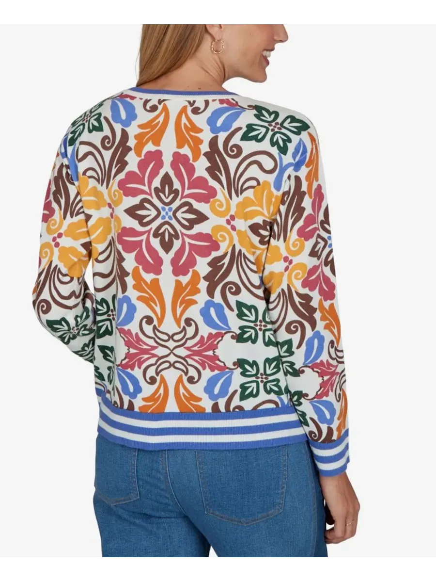 Свитер с принтом Petite Floral Lightweight Sweater Ruby Rd. — изображение 5 из 5, слоновая кость мульти