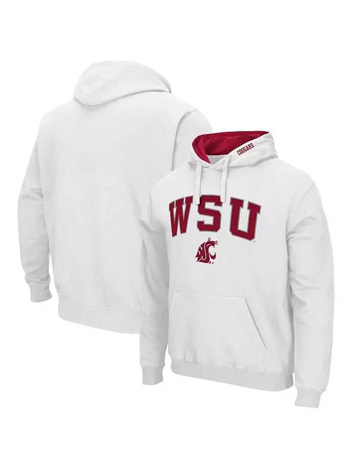 Мужская толстовка с капюшоном Washington State Cougars Arch & Team Logo 3.0 Colosseum — изображение 1 из 5, белый