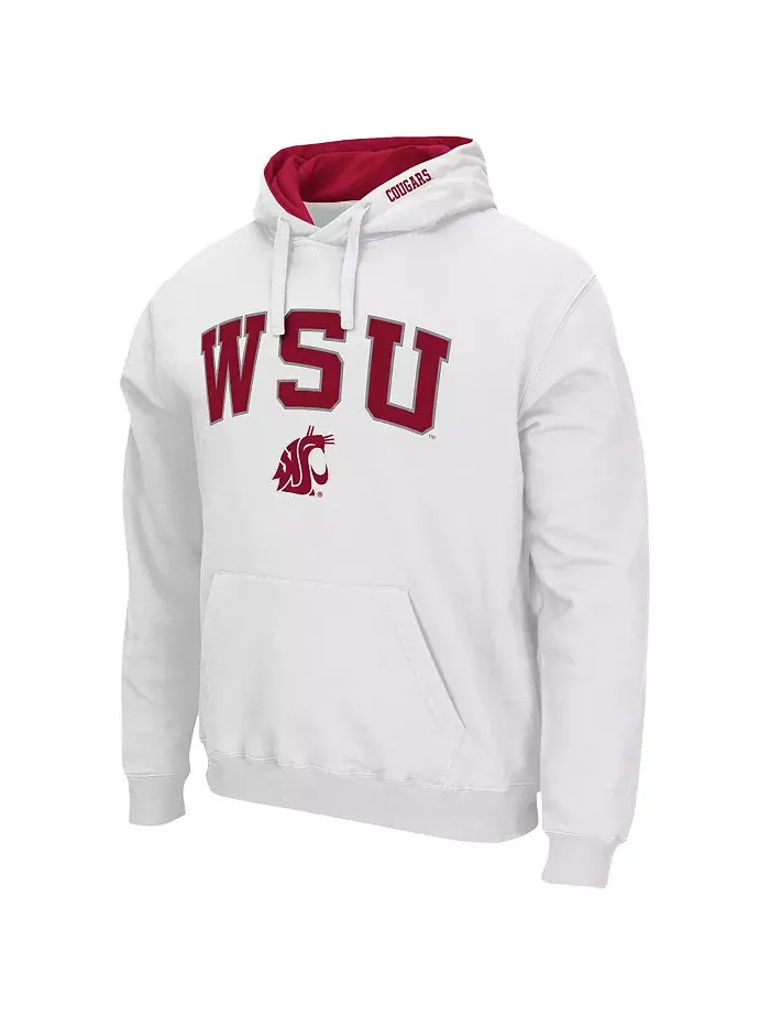 Мужская толстовка с капюшоном Washington State Cougars Arch & Team Logo 3.0 Colosseum — изображение 2 из 5, белый