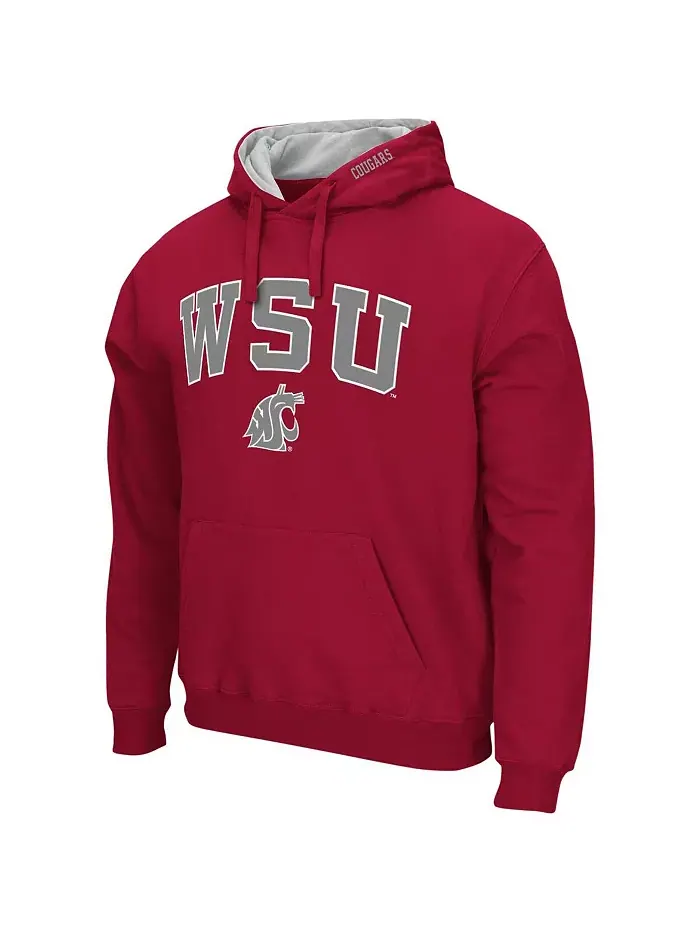 Мужская толстовка с капюшоном Washington State Cougars Arch & Team Logo 3.0 Colosseum — изображение 5 из 5, белый