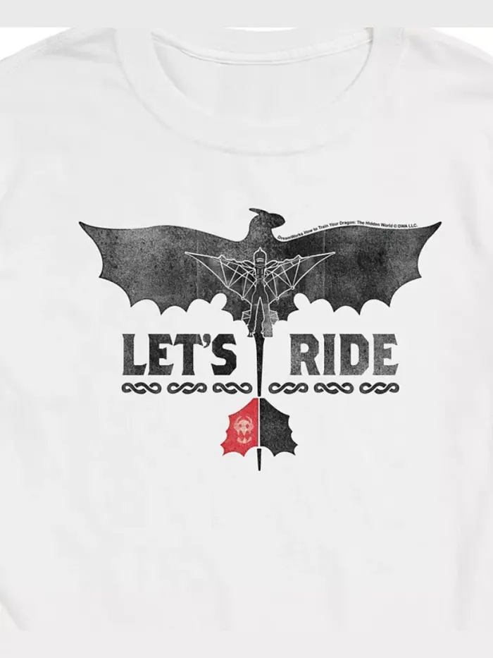 Мужская футболка с коротким рукавом How To Train Your Dragon Lets Ride AIRWAVES — изображение 2 из 3, белый