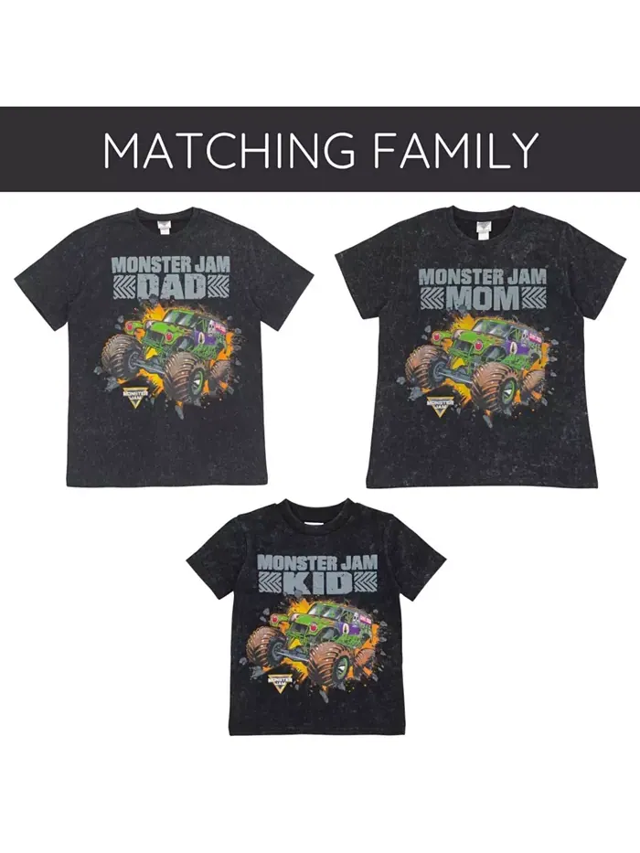 Футболка для мальчиков Toddler Boys Vintage Wash Matching Family Monster Jam — изображение 3 из 6, черный