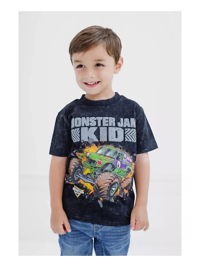Футболка для мальчиков Toddler Boys Vintage Wash Matching Family Monster Jam — изображение 6 из 6, черный