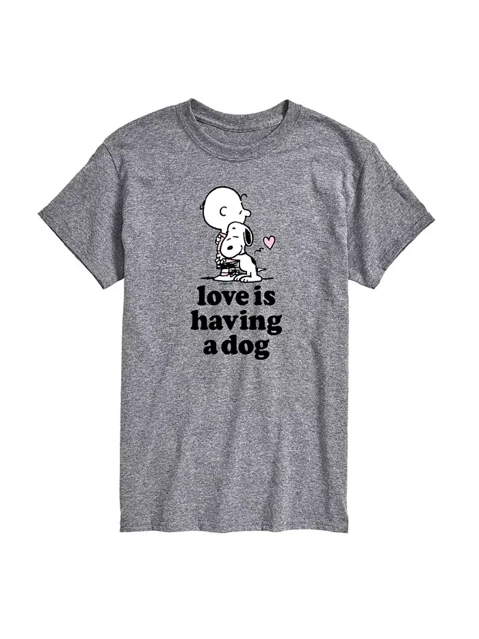 Мужская футболка с коротким рукавом Peanuts Love Is Having a Dog AIRWAVES — изображение 1 из 3, серый