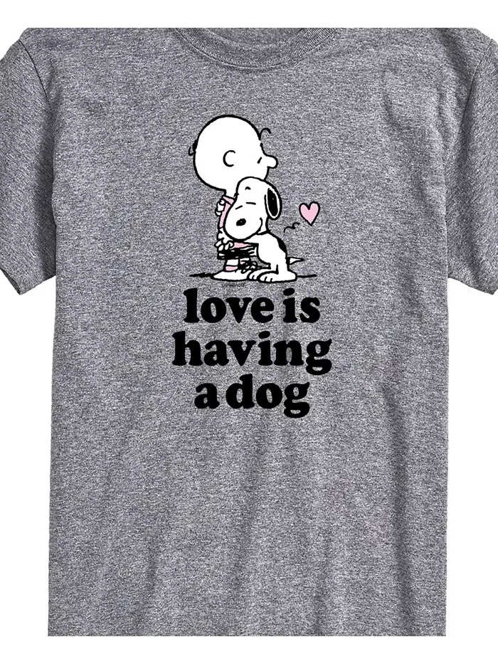 Мужская футболка с коротким рукавом Peanuts Love Is Having a Dog AIRWAVES — изображение 2 из 3, серый