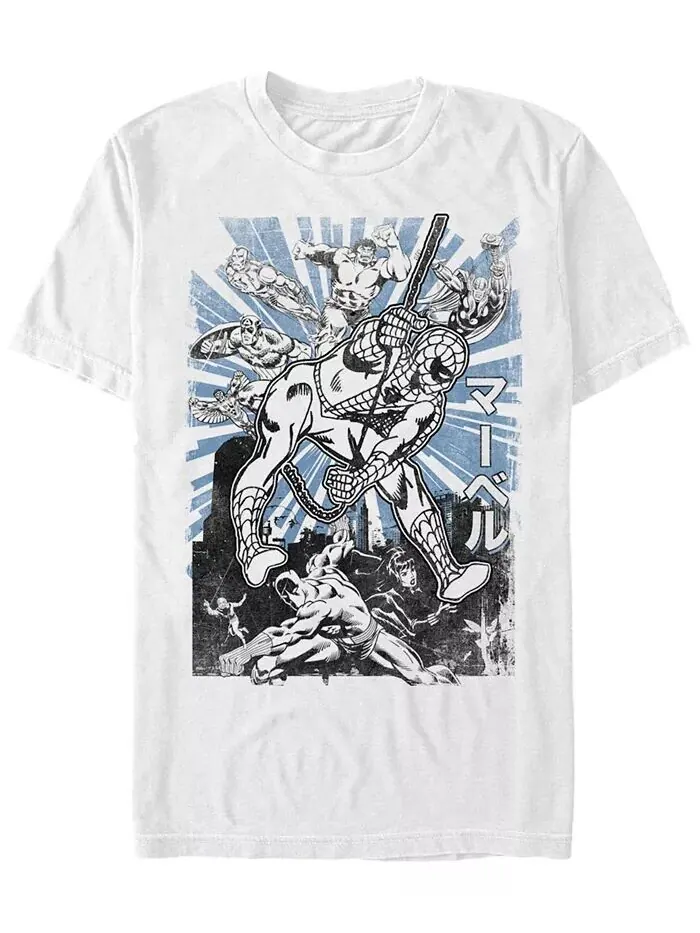 Мужская футболка с коротким рукавом Marvel Avengers Classic Spider-Man Kanji Fifth Sun — изображение 1 из 1, белый