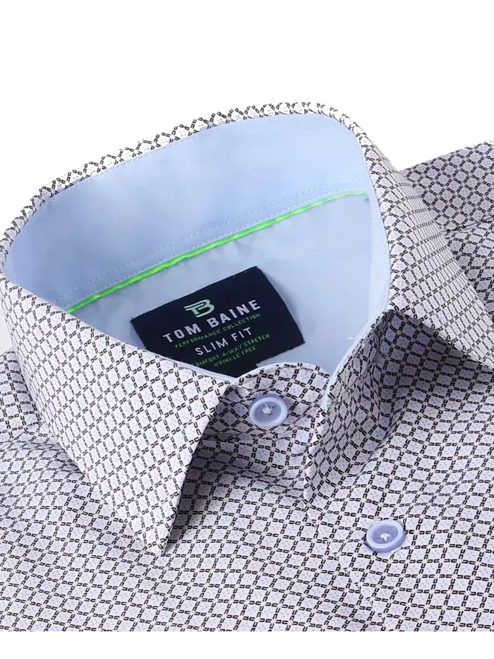 Мужская облегающая рубашка с коротким рукавом Performance Button Down Tom Baine — изображение 2 из 5, белый