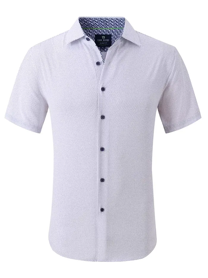 Мужская облегающая рубашка с коротким рукавом Performance Button Down Tom Baine — изображение 1 из 6, белый