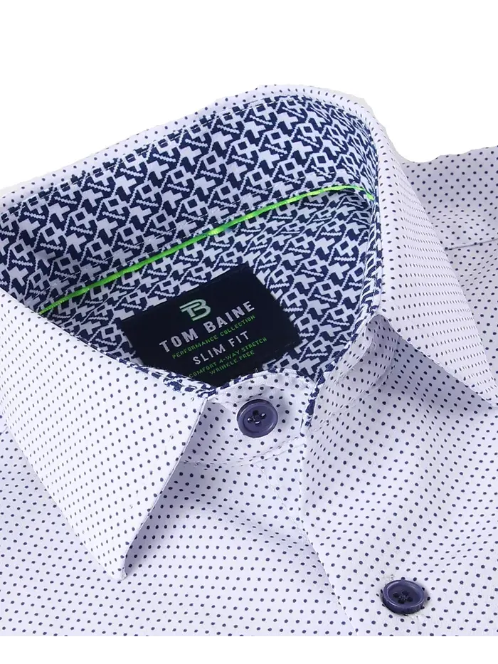 Мужская облегающая рубашка с коротким рукавом Performance Button Down Tom Baine — изображение 2 из 6, белый