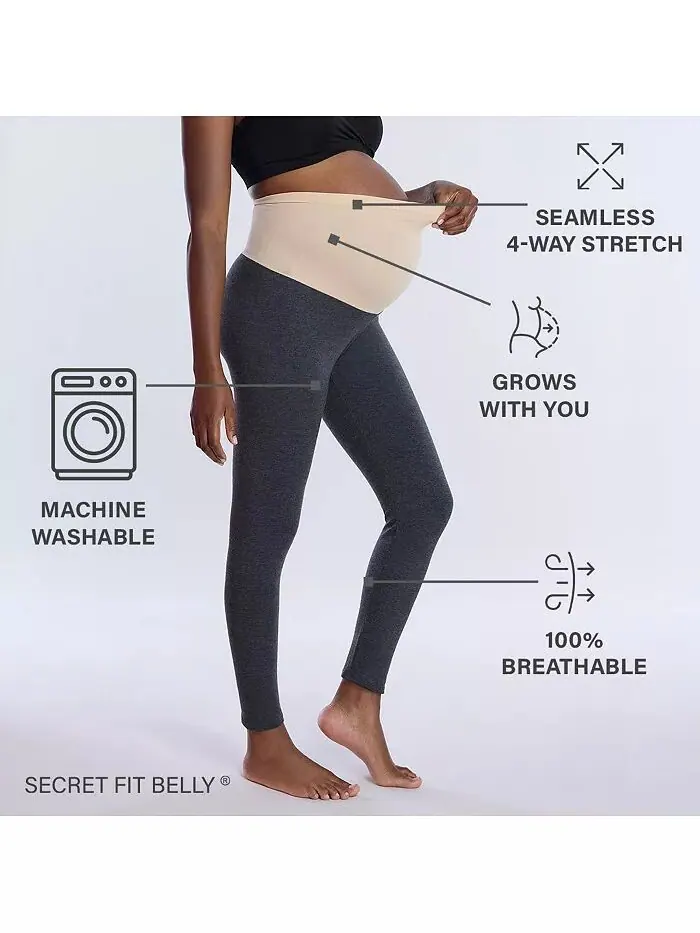 Женские леггинсы Basic Secret Fit Belly для беременных - Материнство для беременных Motherhood — изображение 5 из 6, черный