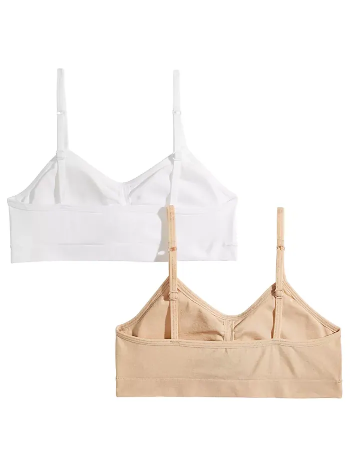 2 упаковки бесшовных плиссированных бюстгальтеров для девочек Little & Big Girls Maidenform — изображение 2 из 3, белый