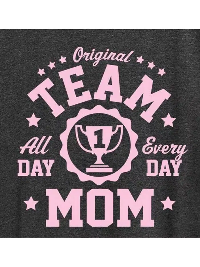 Женская модная футболка больших размеров с рисунком Team Mom Hybrid Apparel — изображение 2 из 3, серый