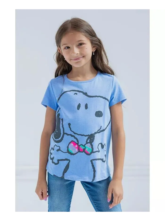Комплект из 2 футболок для девочек Woodstock Snoopy Peanuts — изображение 2 из 8, розовый/синий