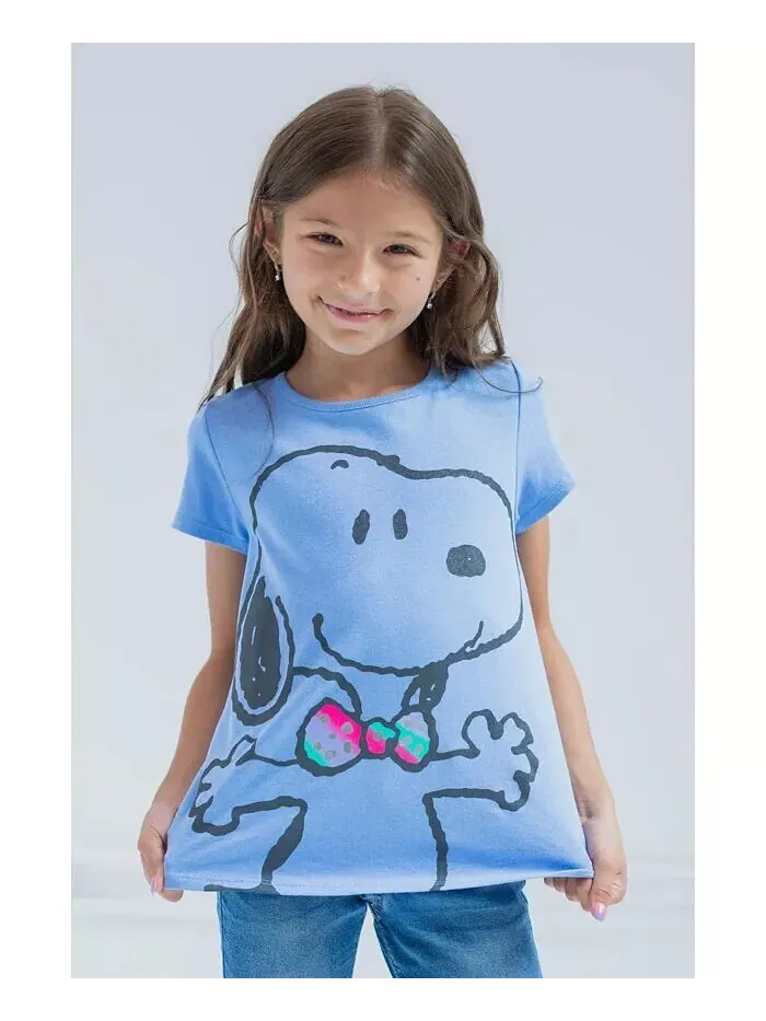 Комплект из 2 футболок для девочек Woodstock Snoopy Peanuts — изображение 5 из 8, розовый/синий