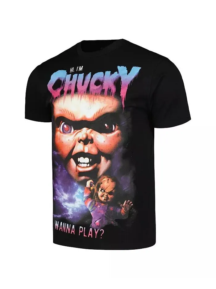 Мужская и женская черная футболка Chucky Hi I'm Chucky Reason — изображение 3 из 3, черный
