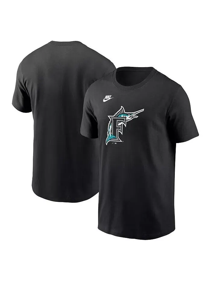 Мужская черная футболка с логотипом команды Florida Marlins Cooperstown Collection Nike — изображение 1 из 3, черный