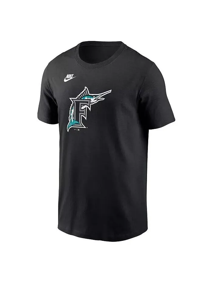 Мужская черная футболка с логотипом команды Florida Marlins Cooperstown Collection Nike — изображение 2 из 3, черный