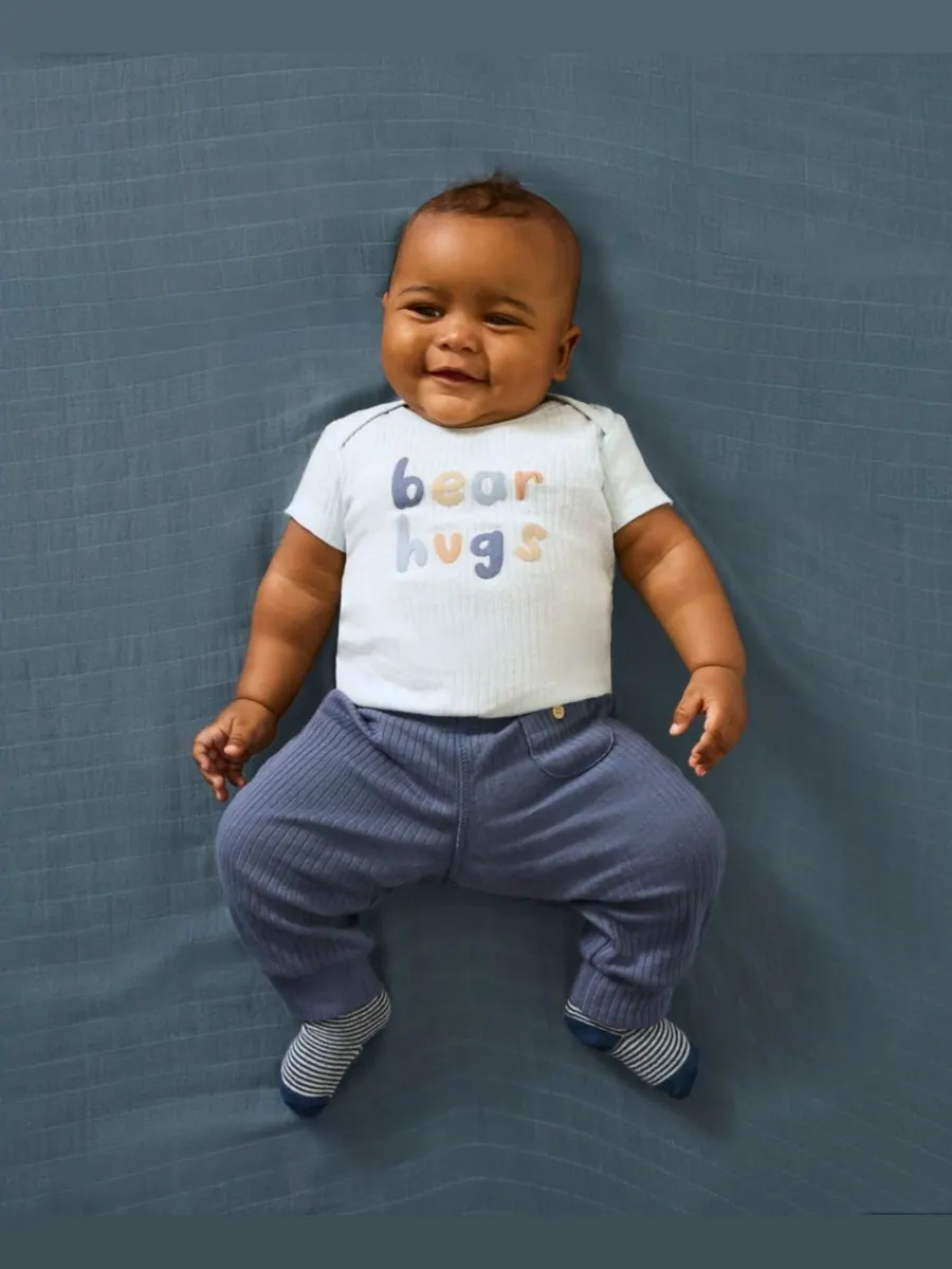 Комплект из 3 боди с короткими рукавами для мальчиков Huggies — изображение 7 из 10, белый/синий/бежевый