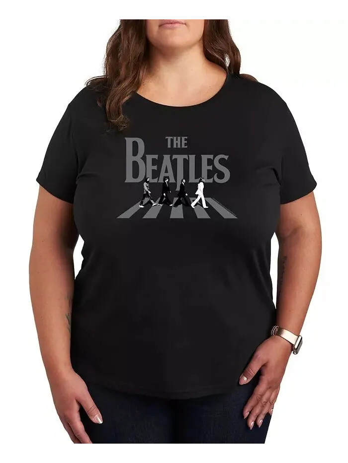 Футболка-пуловер с принтом The Beatles размера плюс Hybrid Apparel — изображение 1 из 3, черный