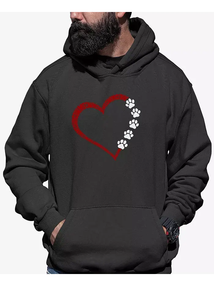 Мужская толстовка с капюшоном Meow Heart Word Art LA Pop Art — изображение 1 из 2, темный серый