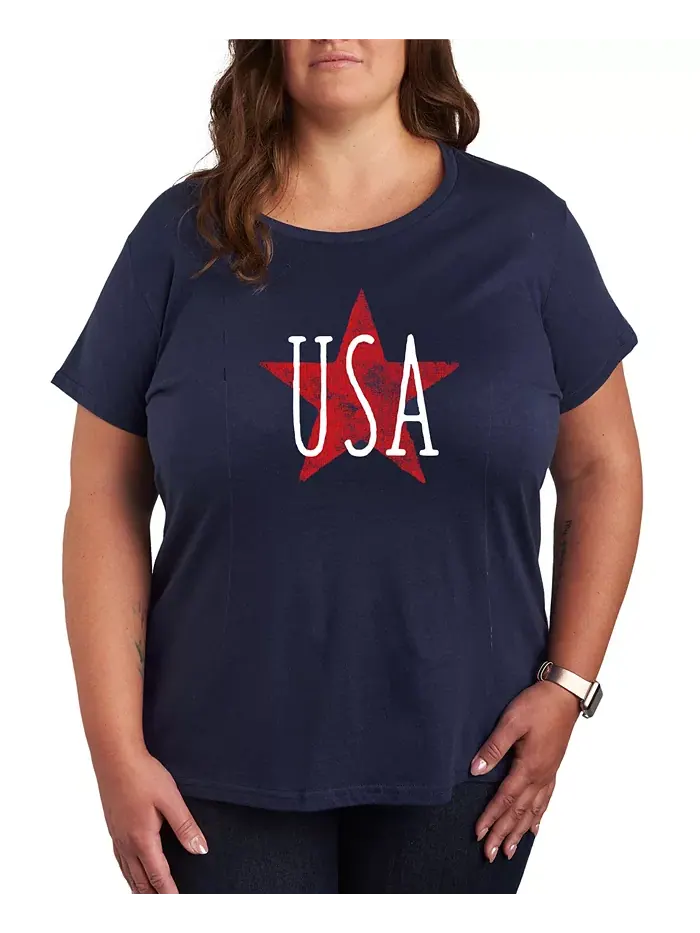 Футболка большого размера с круглым вырезом и принтом звезды Americana USA Hybrid Apparel
