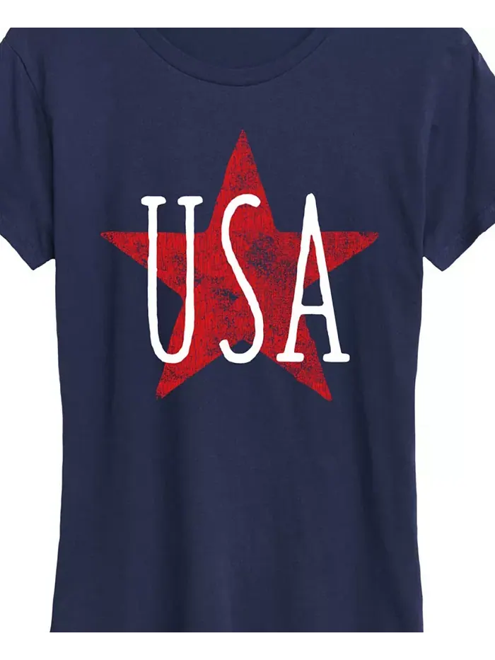 Футболка большого размера с круглым вырезом и принтом звезды Americana USA Hybrid Apparel — изображение 3 из 3, синий