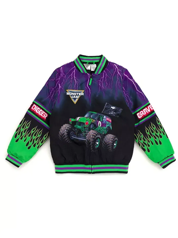 Мальчиковая бейсбольная куртка-бомбер на молнии Monster Jam