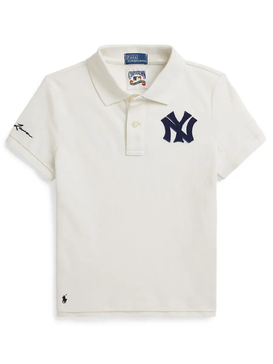 Поло-рубашка Yankees с планкой на двух пуговицах для девочек 7-16 лет Polo Ralph Lauren — изображение 1 из 3, белый