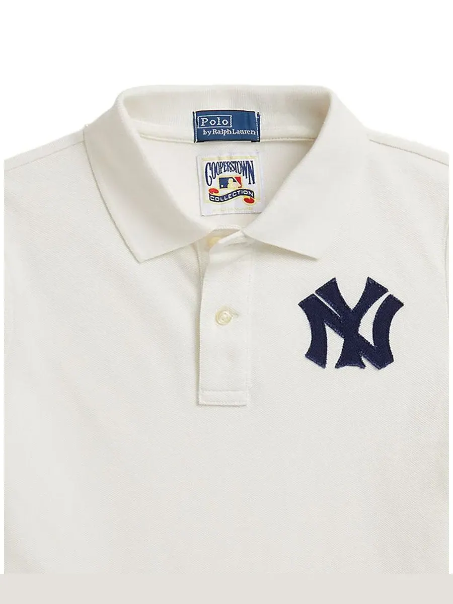 Поло-рубашка Yankees с планкой на двух пуговицах для девочек 7-16 лет Polo Ralph Lauren — изображение 3 из 3, белый