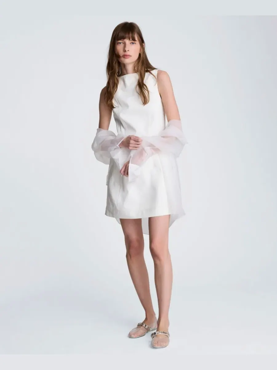 Женское мини-платье с вырезом-лодочкой Kenneth Cole — изображение 2 из 9, натуральный белый