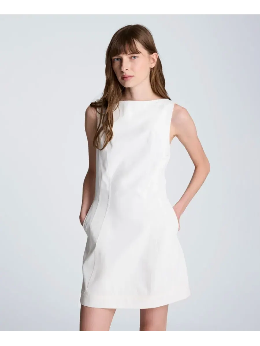 Женское мини-платье с вырезом-лодочкой Kenneth Cole — изображение 3 из 9, натуральный белый
