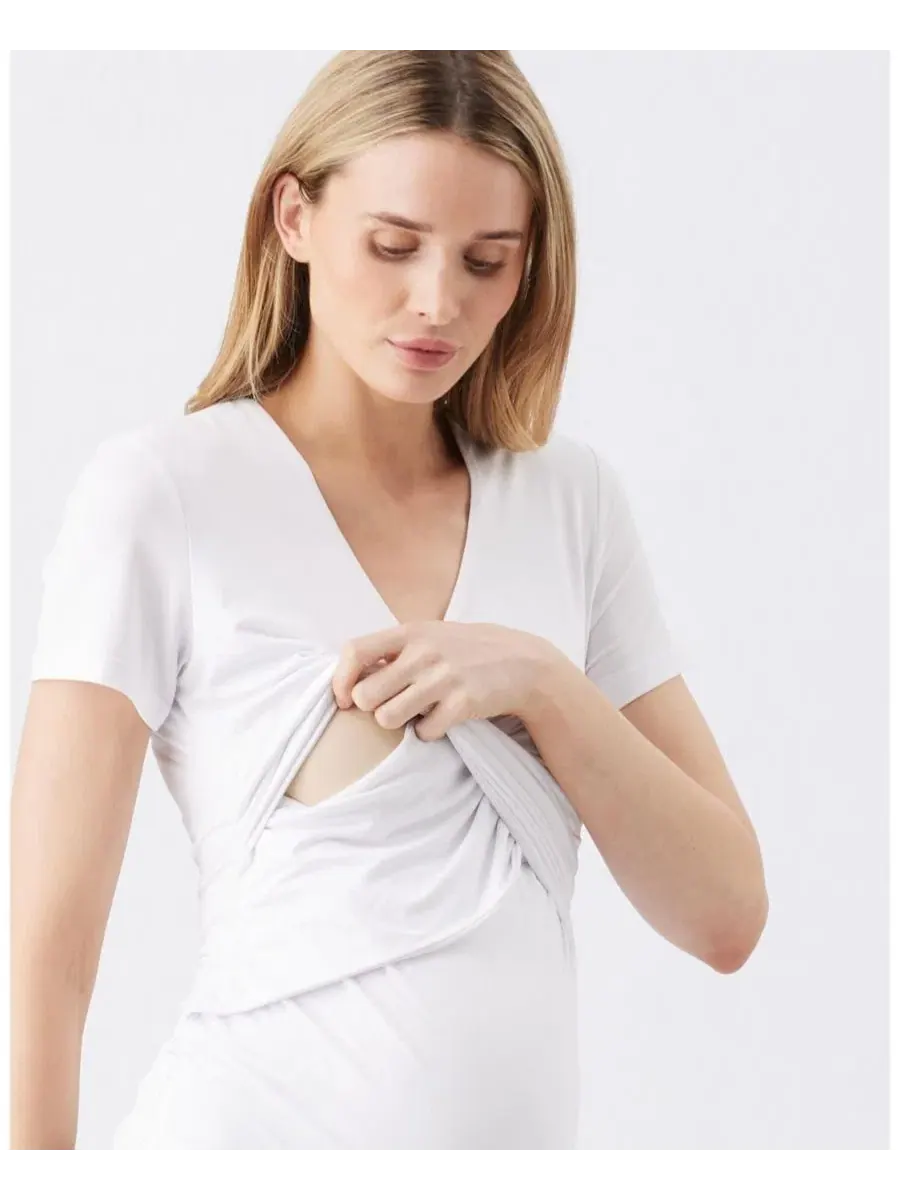 Женская футболка для кормящих мам Luxe Knit Embrace Ripe Maternity — изображение 5 из 6, белый
