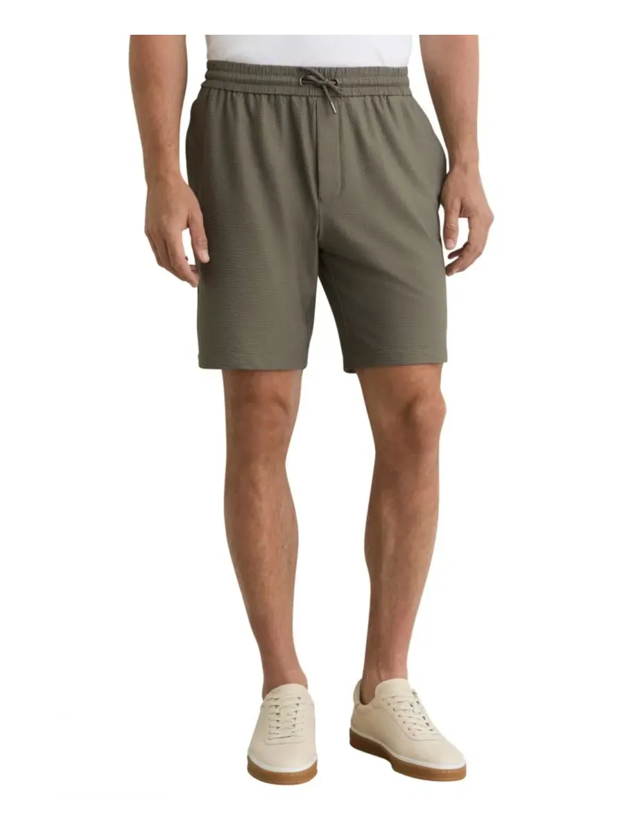 Шорты Ajay Drawstring Seersucker REISS — изображение 1 из 4, темный зеленый
