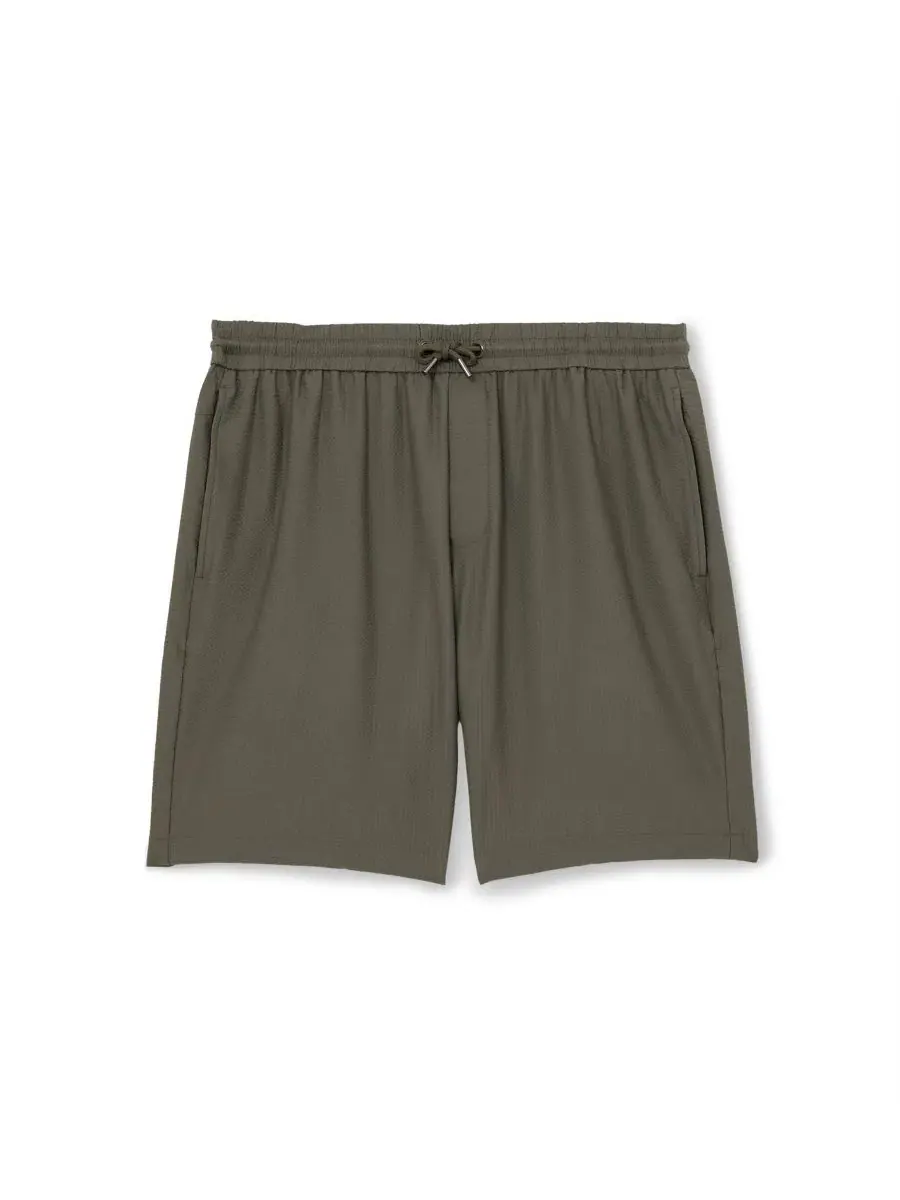 Шорты Ajay Drawstring Seersucker REISS — изображение 4 из 4, темный зеленый