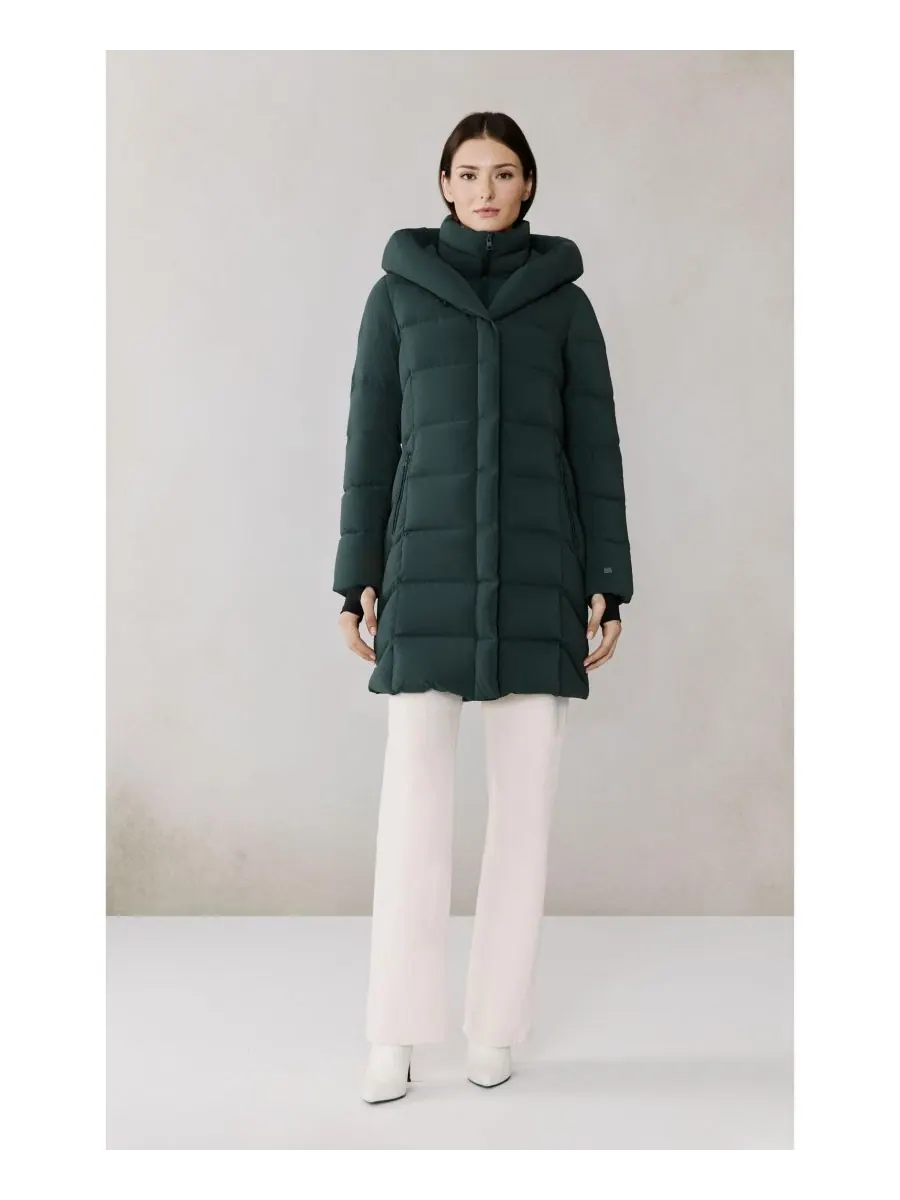 Женское пуховое пальто Sonny-N Slim-Fit Novo с полупрозрачным капюшоном Soia & Kyo — изображение 1 из 3, полуночный лес
