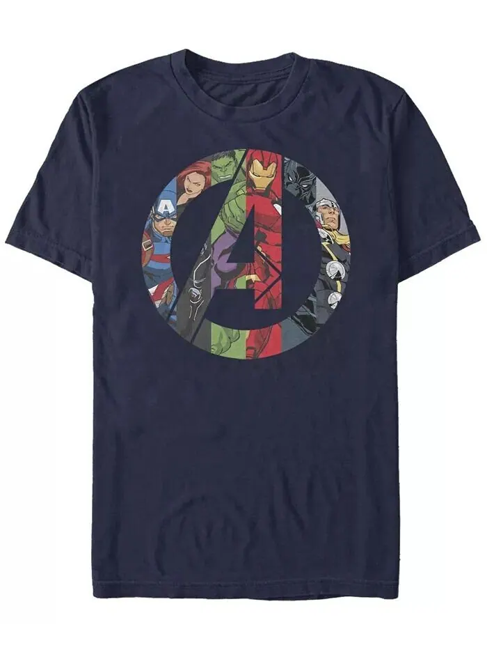 Мужская футболка с коротким рукавом Avengers Heroes Icon Crew Fifth Sun — изображение 1 из 1, темно-синий