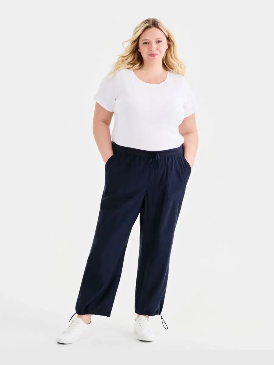 Широкие брюки больших размеров на шнуровке Style & Co — изображение 1 из 4, синий