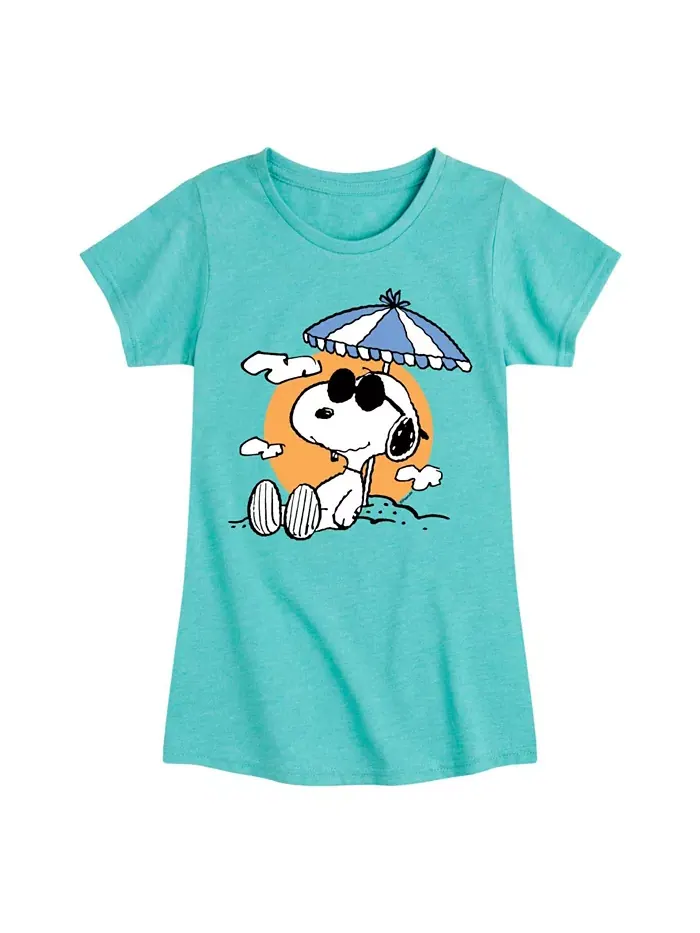 Футболка с коротким рукавом и принтом Snoopy на пляже для девочек постарше Peanuts