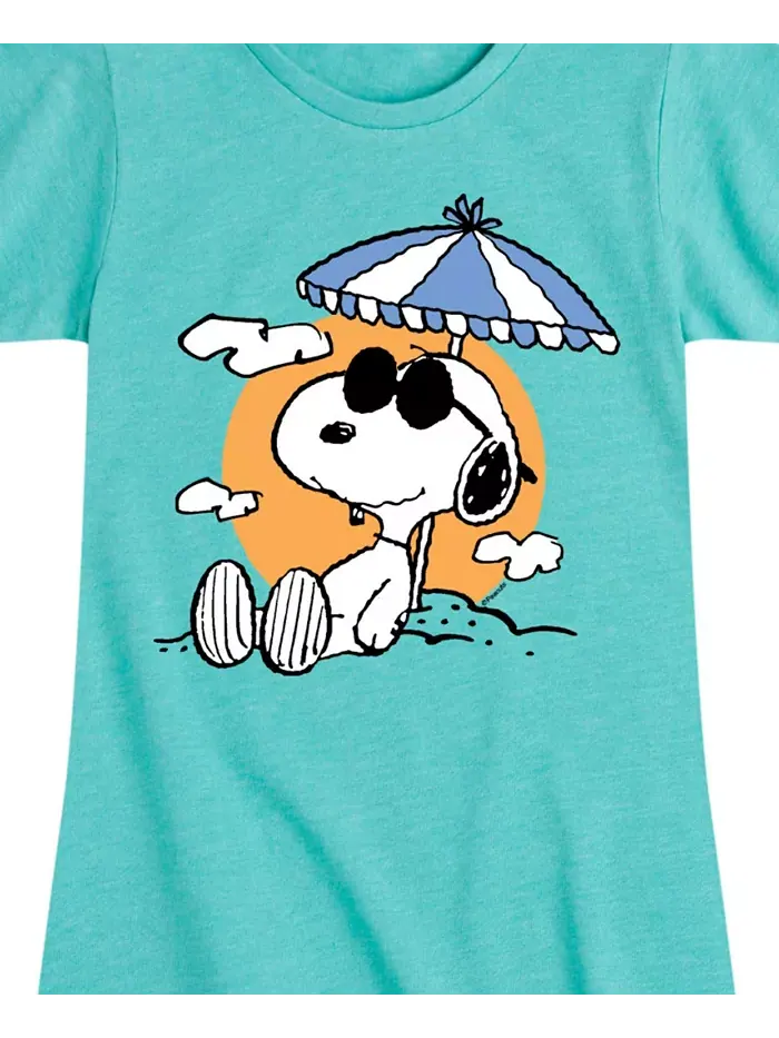 Футболка с коротким рукавом и принтом Snoopy на пляже для девочек постарше Peanuts — изображение 3 из 3, синий