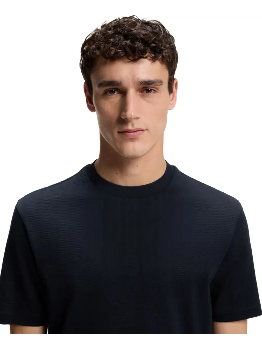 Мужская футболка с жаккардовой структурой Hugo Boss — изображение 5 из 5, синий
