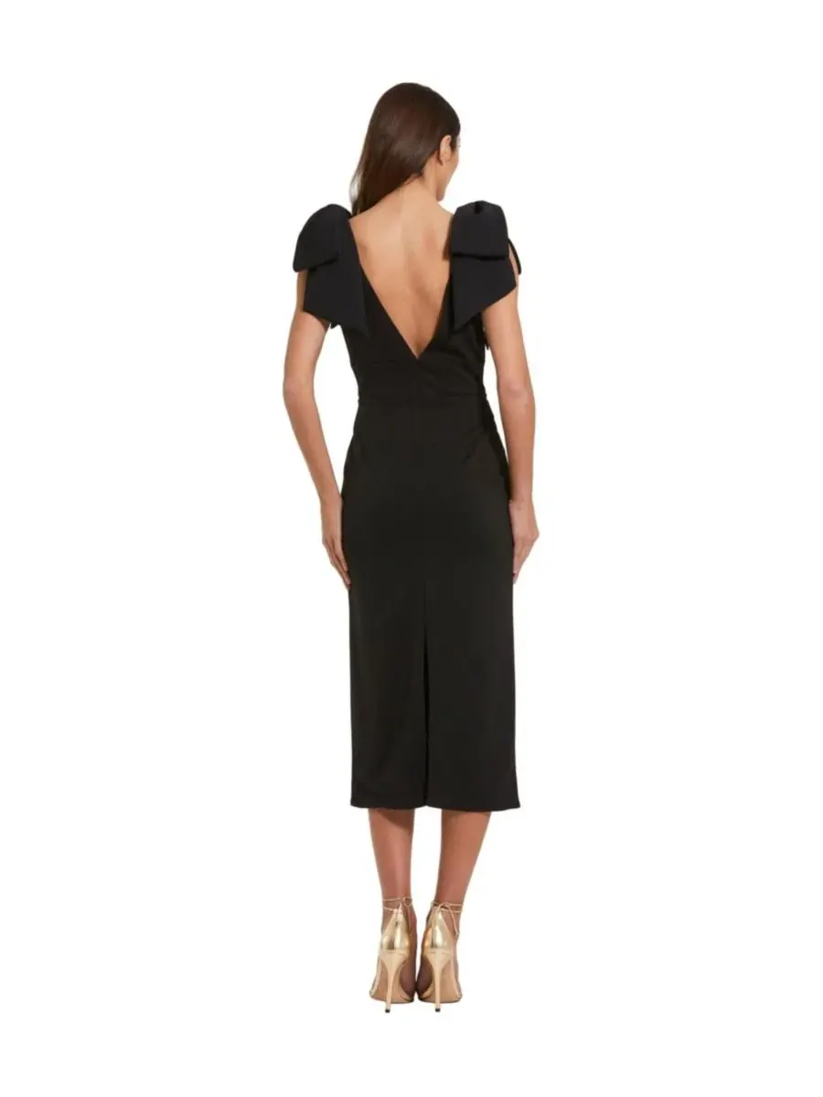 Платье миди из крепа с бантами на плечах Petite Statement Bow Shoulder Crepe Midi Dress Mac Duggal — изображение 2 из 3