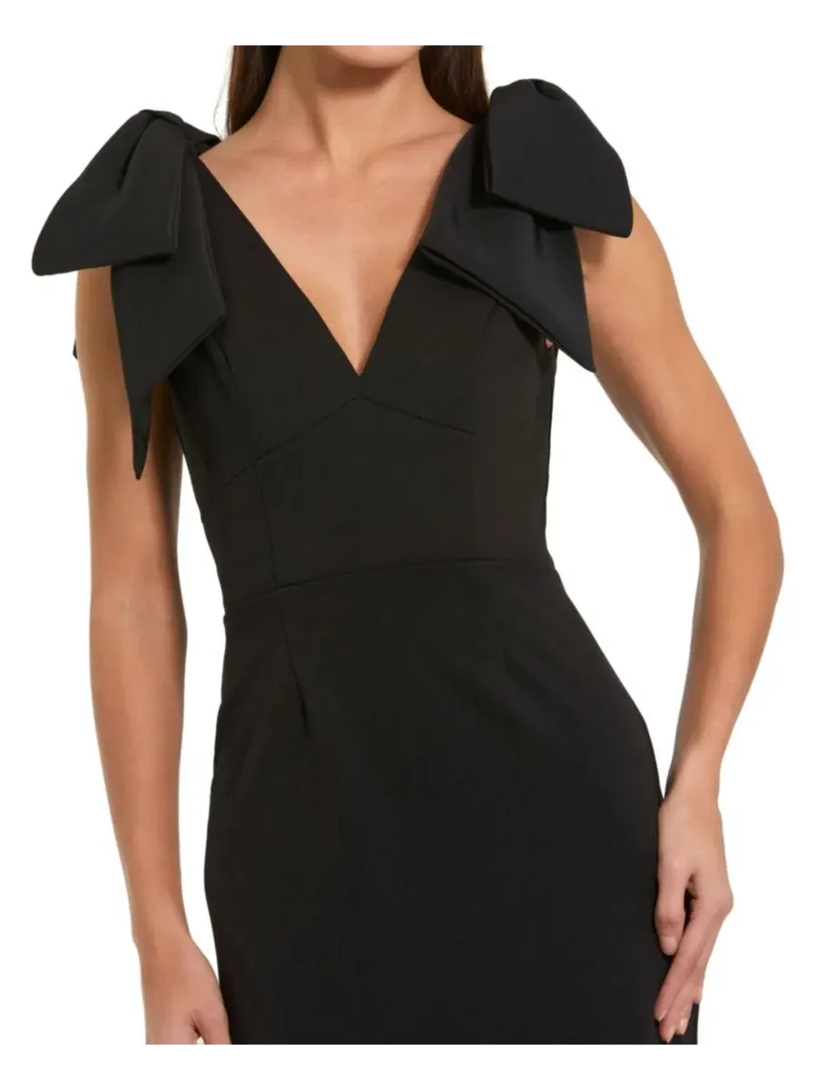 Платье миди из крепа с бантами на плечах Petite Statement Bow Shoulder Crepe Midi Dress Mac Duggal — изображение 3 из 3